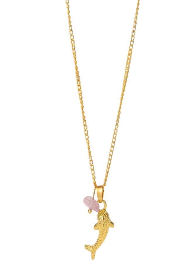 TACBSP Gold Shark Necklace for Women Boho Shark Pendant Necklace Blue Beaded Sardine Fish Necklaces Ocean Inspired Choker Jewelry Gift (Gold) - Image 1